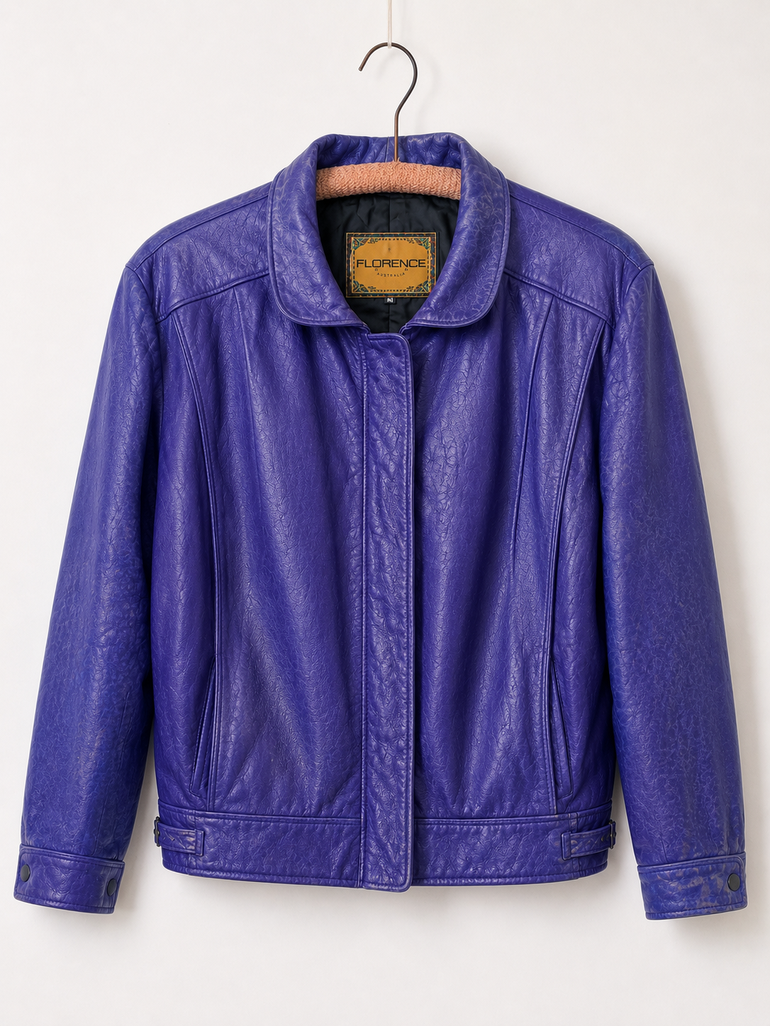 Florence Australia Vintage 1980's Leather Bomber Jacket - Electric Purple