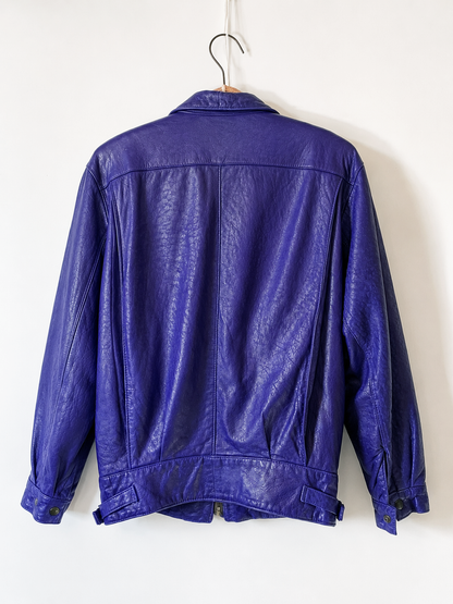 Florence Australia Vintage 1980's Leather Bomber Jacket - Electric Purple